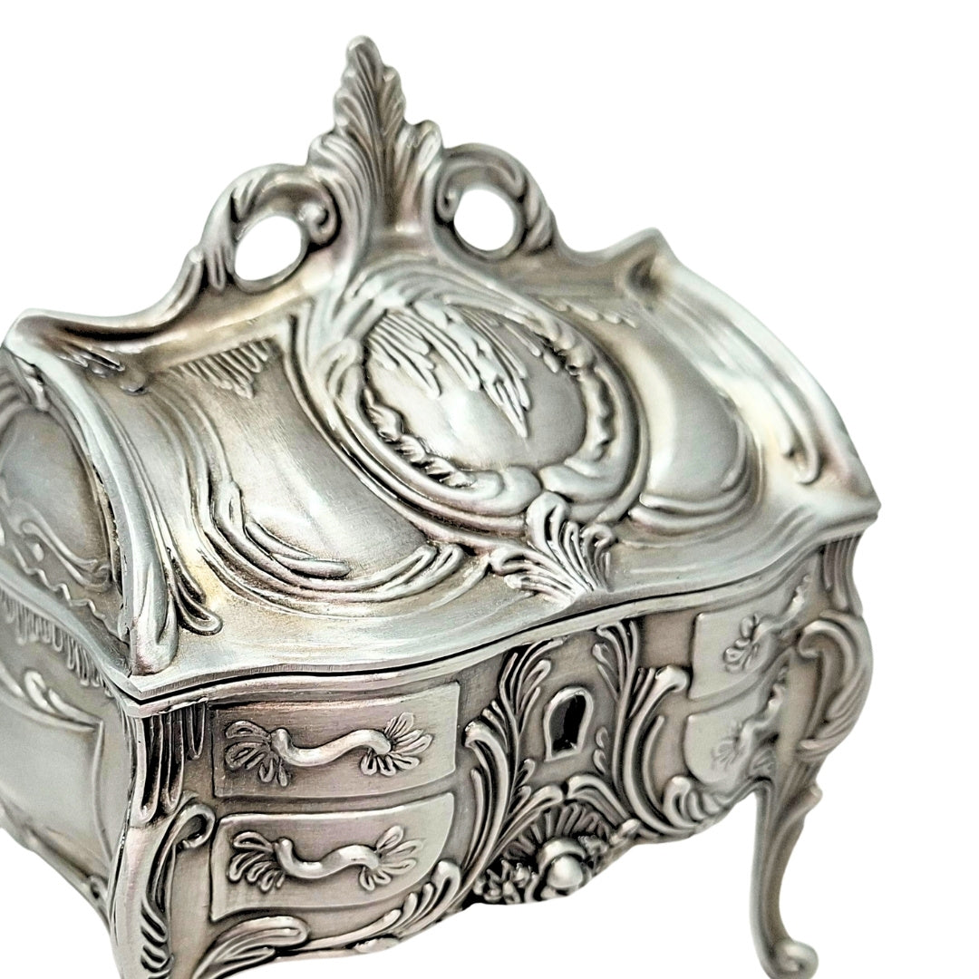Metallene Schmuckschatulle Silber Retro - 2056M