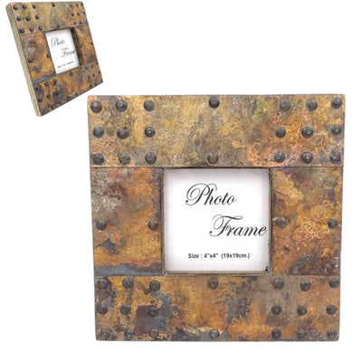 Wooden Photo Frame Covered with Metal Sheet - A-1106 - photo size 10x10cm