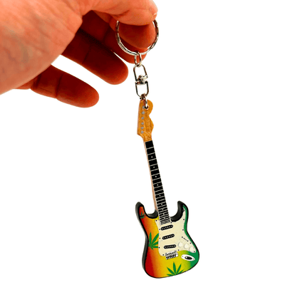 Guitar keyring in the style of Bob Marley, Reggae gadget - EGK-0641