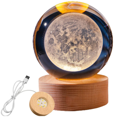 Boule de verre 3D Lune - Lampe de nuit LED USB - Gadget de bureau
 - KKS