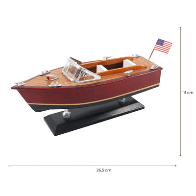 Modell Motorboot aus Holz – Klassisches Motorboot 26cm – Bürodekoration – MOT04ML