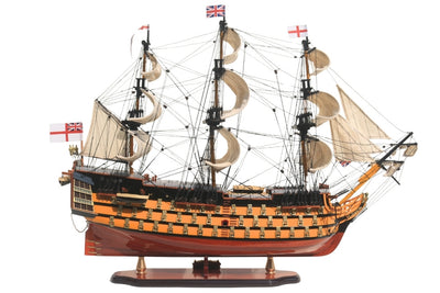 Modèle assemblé du voilier HMS Victory de 80cm, personnalisable par gravure - Décoration exclusive à offrir, fabriquée à la main en bois exotique, haute qualité et souci du détail