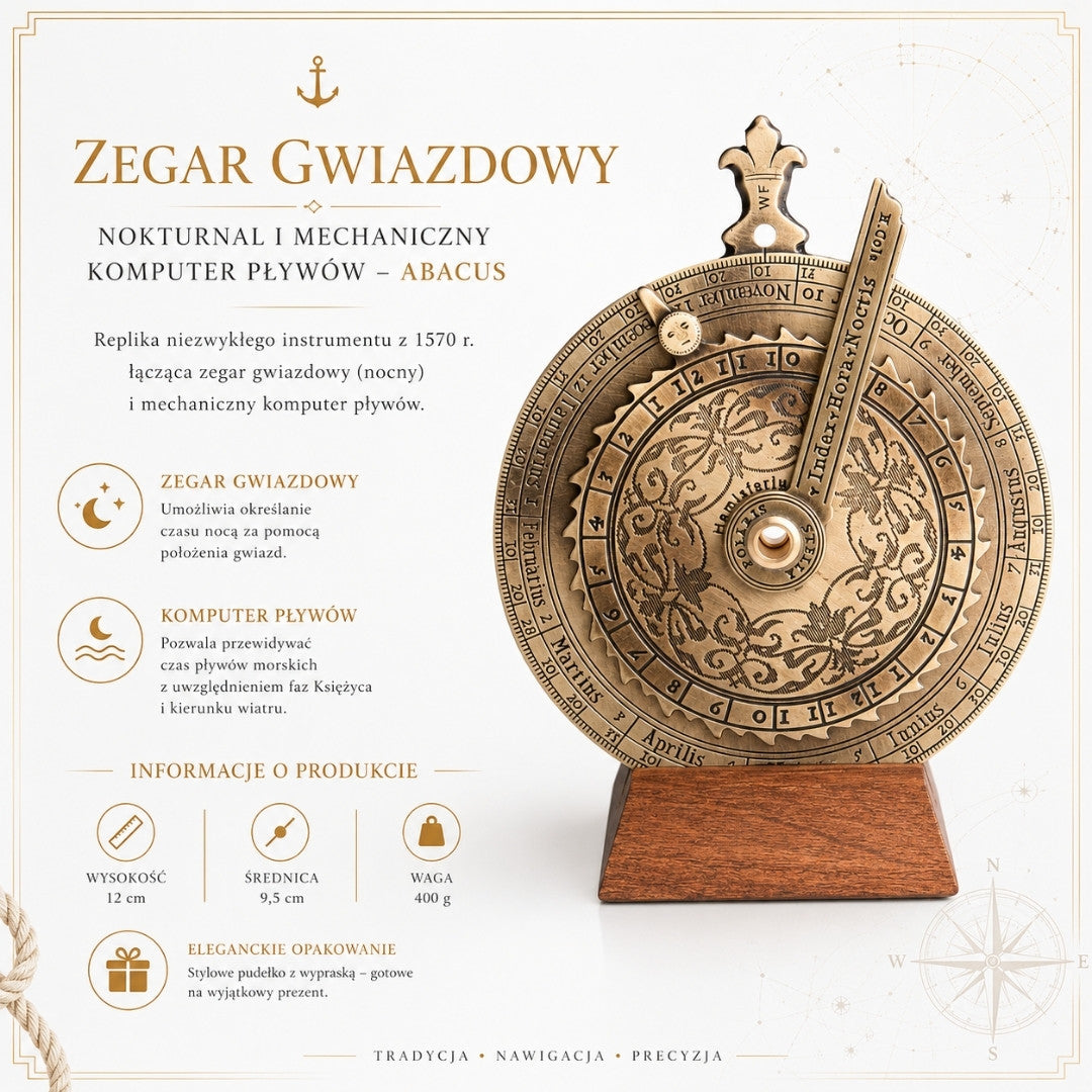 Orologio stellare notturnale, computer meccanico delle maree Abacus - H31