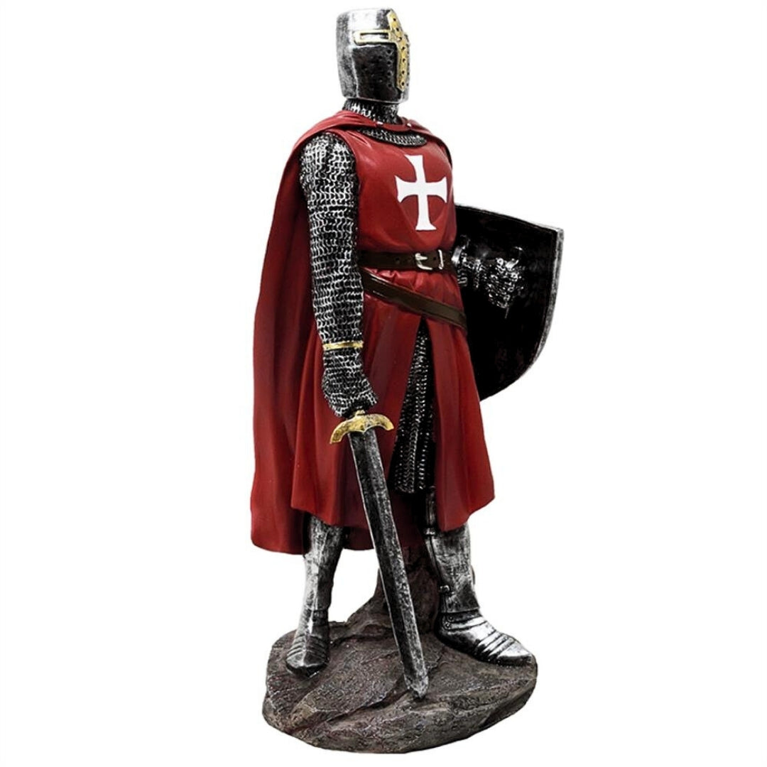 Figurine de chevalier croisé de 30 cm en polyrésine, personnalisable par gravure