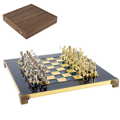 Exklusive Metallschachfiguren Archers - Schachbrett 28x28cm - Luxuriöses Geschenk – S15BLU