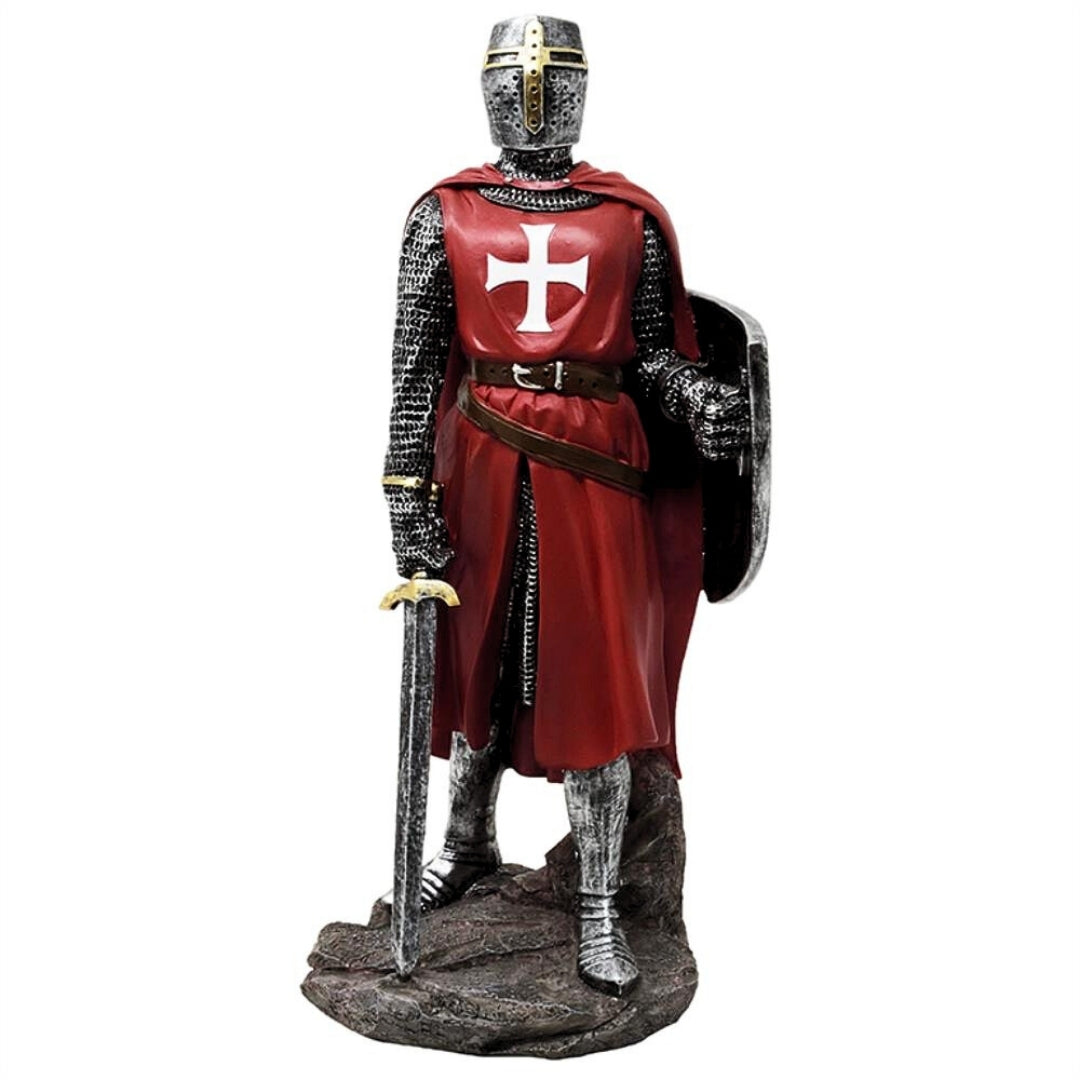 Figurine de chevalier croisé de 30 cm en polyrésine, personnalisable par gravure
