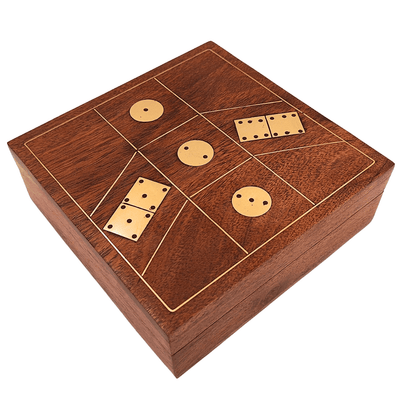 Ensemble de jeux - domino et dés à jouer dans une boîte en bois - DO-002