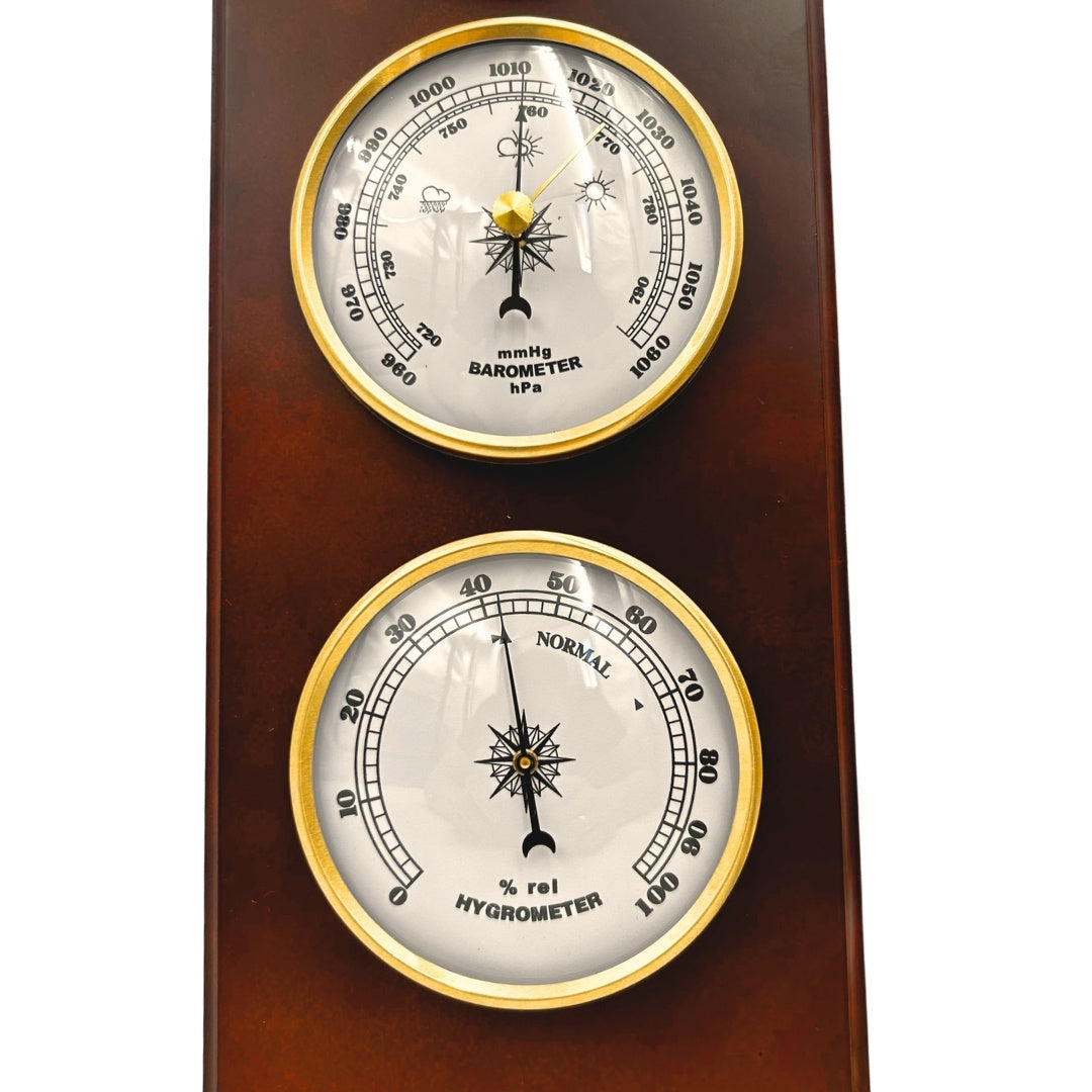 Station météo élégante – Baromètre thermomètre hygromètre 36cm rétro - YG336