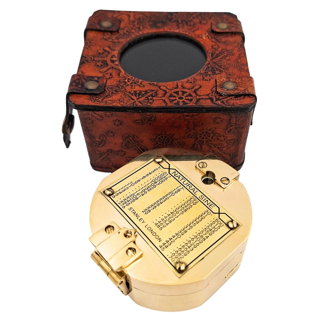 Boussole Brunton en laiton dans étui en cuir CB5L avec possibilité de gravure