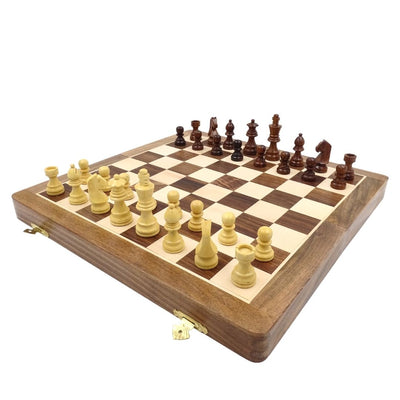 Holz-Schachspiel 40×40 cm– kleiner Mangel – klappbares Schachbrett - G114