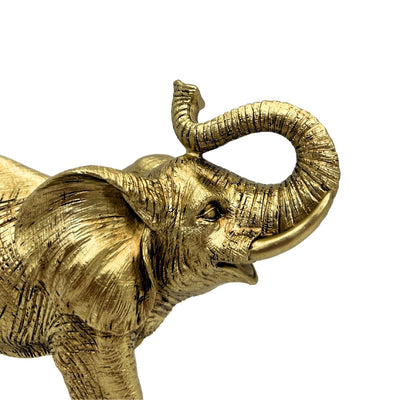 Goldener Elefant mit erhobenem Rüssel – kleine Elefanten-Dekorfigur - 141FJZ