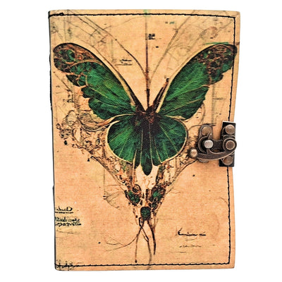 Retro-Ledernotizbuch Schmetterling - Ziegenleder 200 Seiten - AH20
