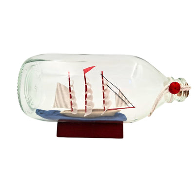 Rafandynka - Schiff in der Flasche auf Holzsockel - MA2036
