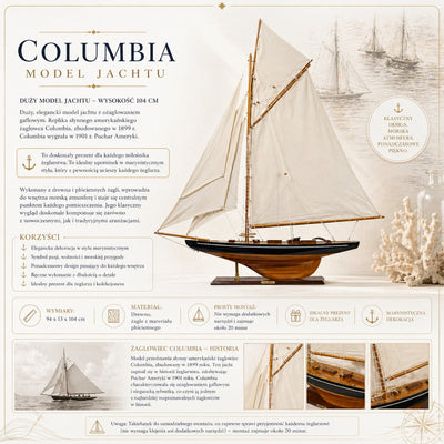 Großes Modell der Yacht Columbia – Höhe 104cm – COL
