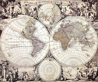 Carte du monde 1686 - G. Valck reprint - M1686 – Cadeau pour historien