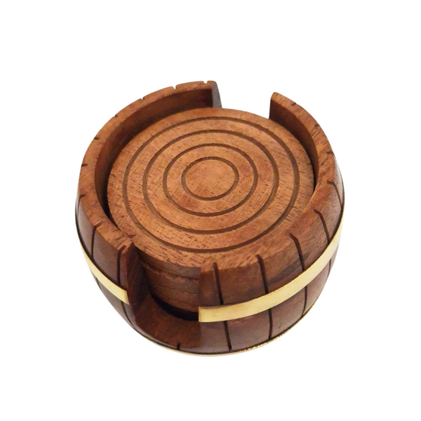 Dessous de verre en bois - ensemble tonneau