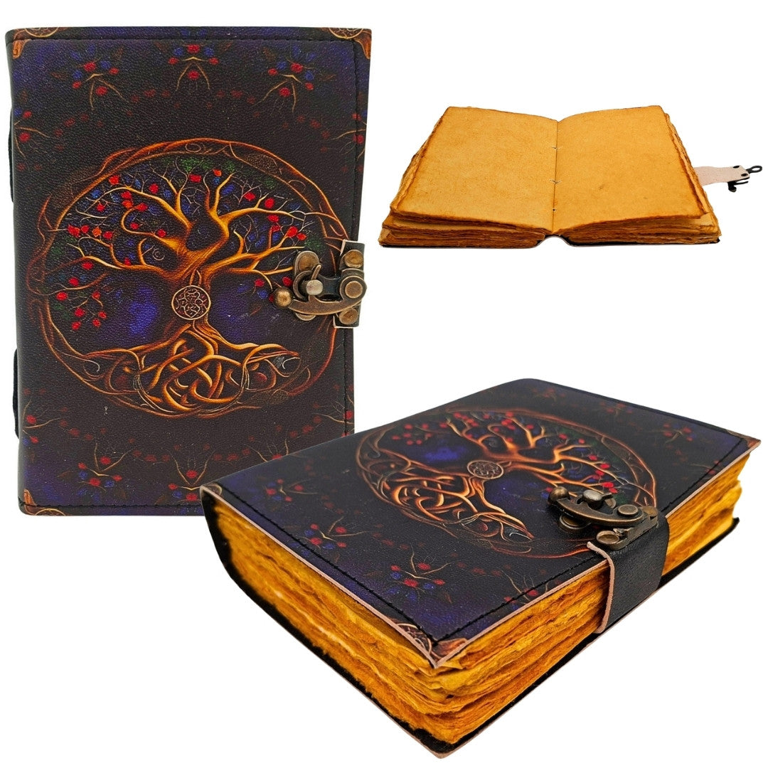 Vintage-Retro-Ledernotizbuch 200 Seiten - Ziegenleder - Baum des Lebens - AH18