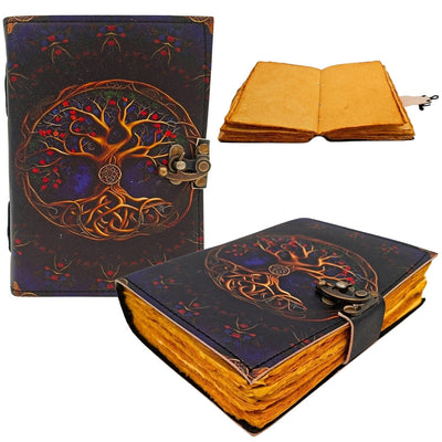 Vintage-Retro-Ledernotizbuch 200 Seiten - Ziegenleder - Baum des Lebens - AH18