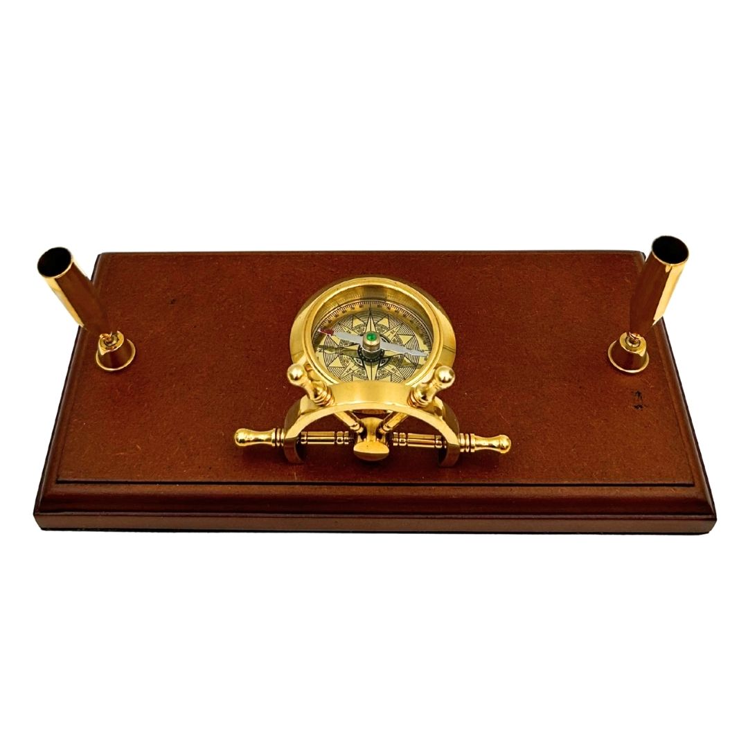 Maritimes Schreibtischset – Steuerrad, Kompass, Stifthalter – TT019