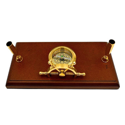 Maritimes Schreibtischset – Steuerrad, Kompass, Stifthalter – TT019