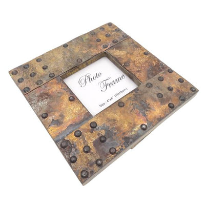 Wooden Photo Frame Covered with Metal Sheet - A-1106 - photo size 10x10cm