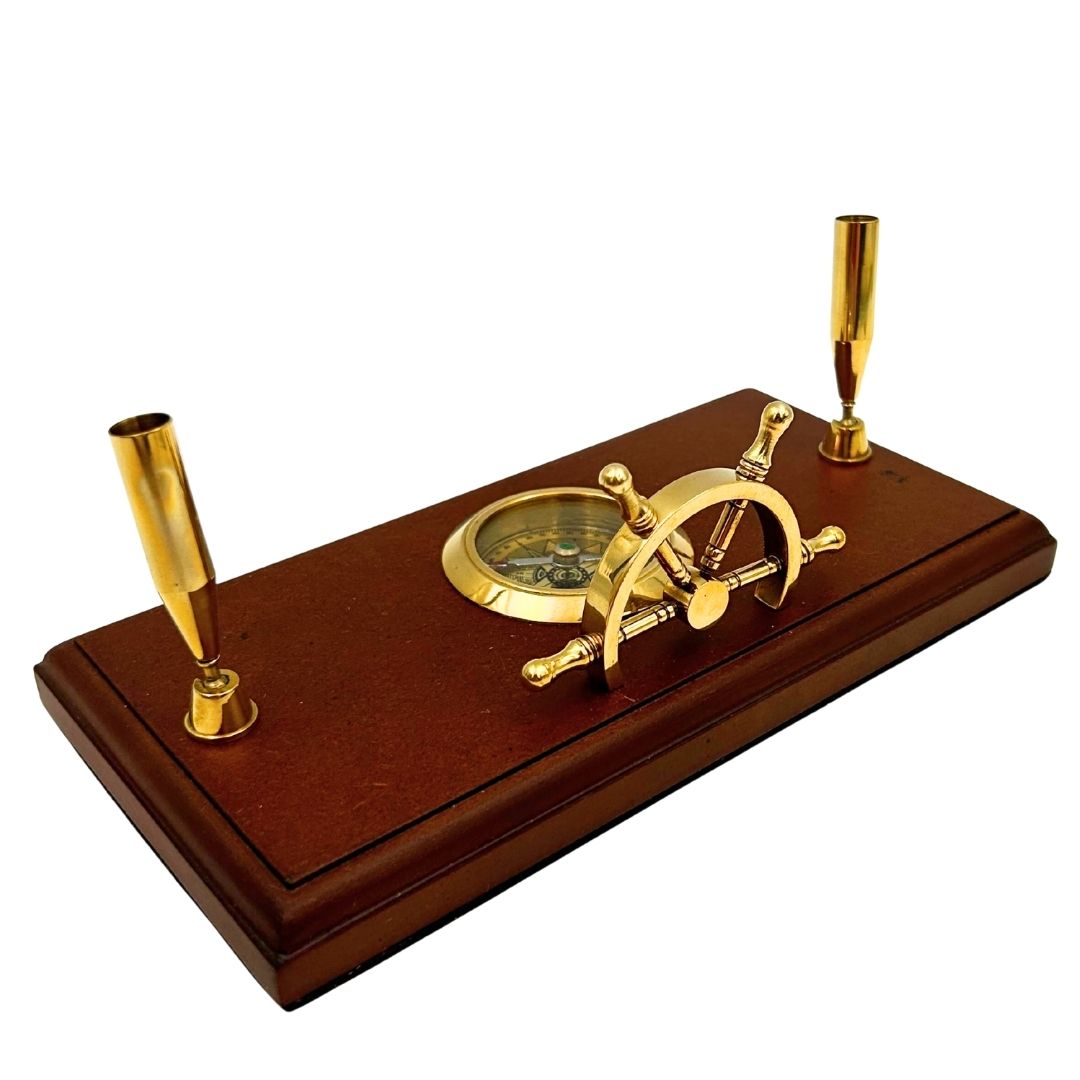 Maritimes Schreibtischset – Steuerrad, Kompass, Stifthalter – TT019