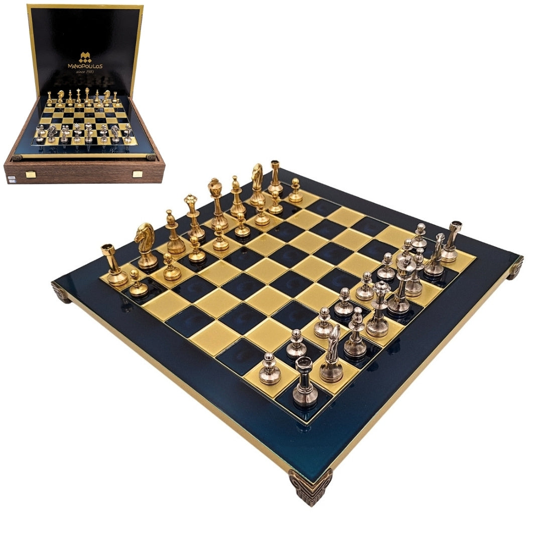 Exklusive, große klassische Metallschachfiguren Stauton - 36x36 cm - S34