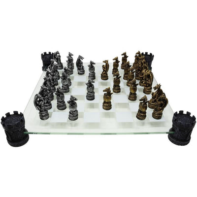 Drachenschach Fantasy – Schachbrett aus Glas 42x42 cm – MC-6069