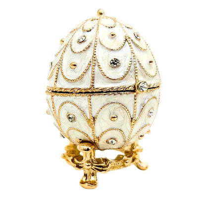 Exklusive Schatulle Fabergé-Ei aus Metall mit Kristallen - B0748-17WH