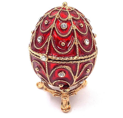 Exklusive kleine Metallschatulle mit Kristallen - Fabergé-Ei - B0748-17 RD