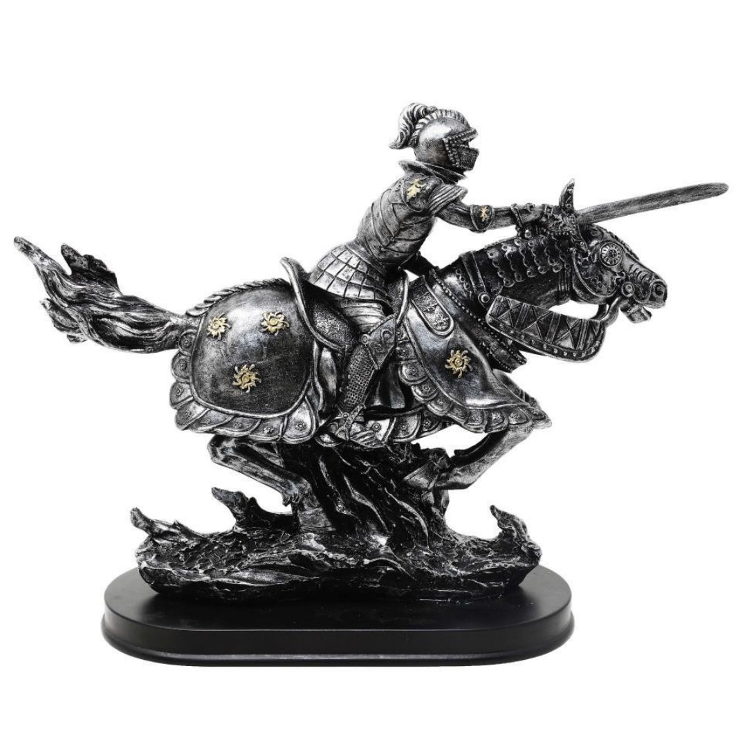 Figur Ritter auf Pferd 31cm – Polyresin, handbemalt – MC-23152
