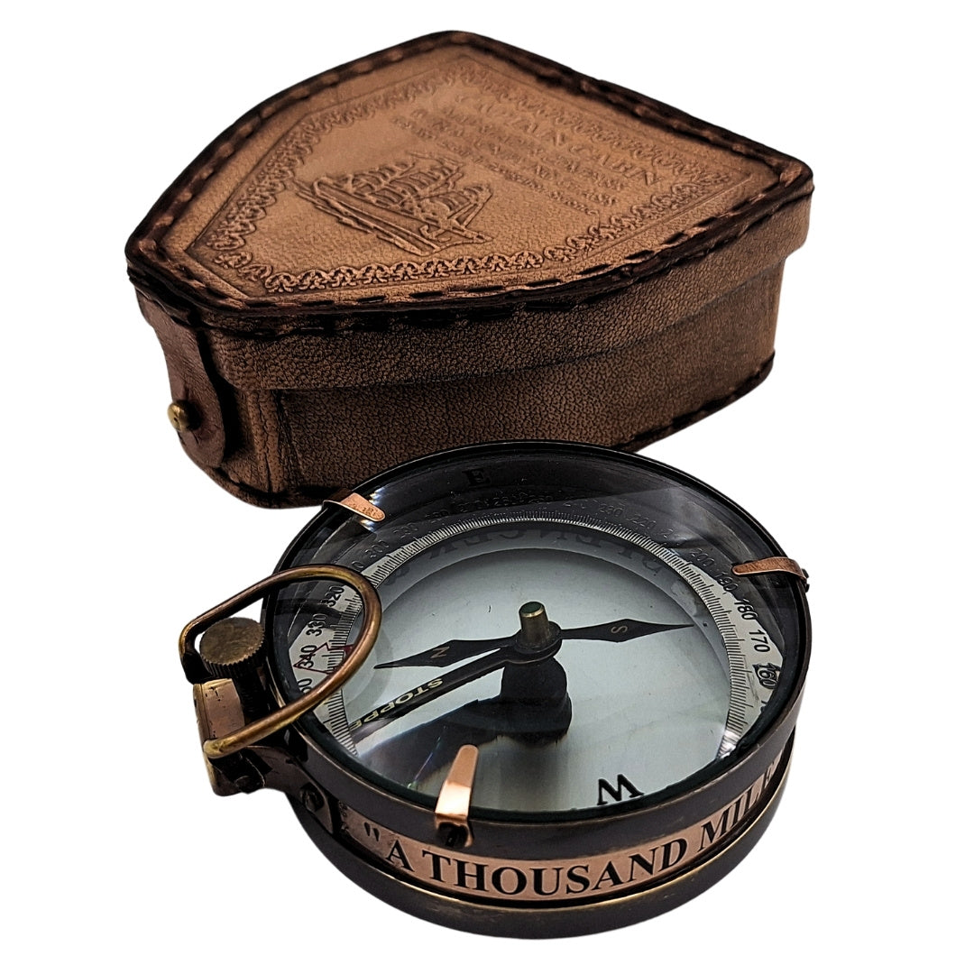 Bussola magnetica - Map Reader in custodia in pelle – Gadget retrò - NC2929