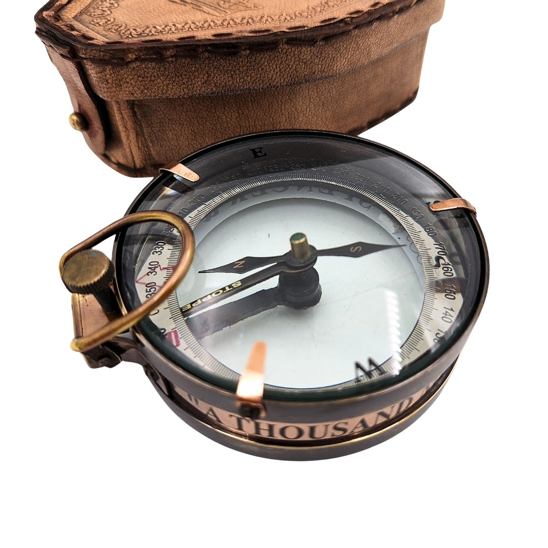 Bussola magnetica - Map Reader in custodia in pelle – Gadget retrò - NC2929