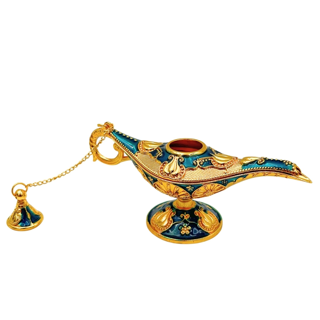 Dekorative Metall-Alladin-Lampe, Marineblau-Gold 12cm - LAB12