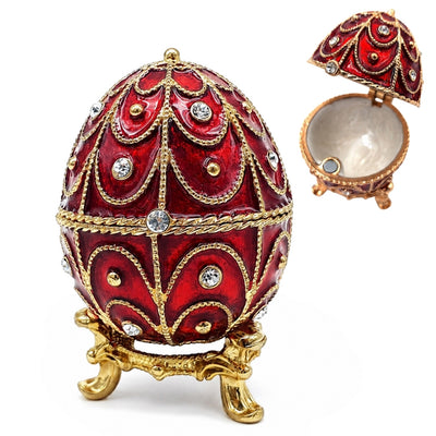 Exklusive kleine Metallschatulle mit Kristallen - Fabergé-Ei - B0748-17 RD