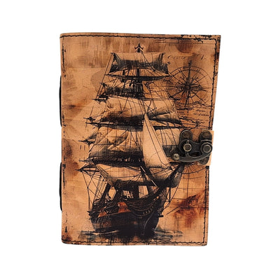 Carnet en cuir maritime Voilier rétro - Cadeau pour navigateur – AH11