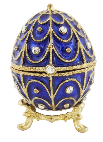 Exklusive kleine Metallschatulle mit Kristallen - Fabergé-Ei - B0748-17 BL
