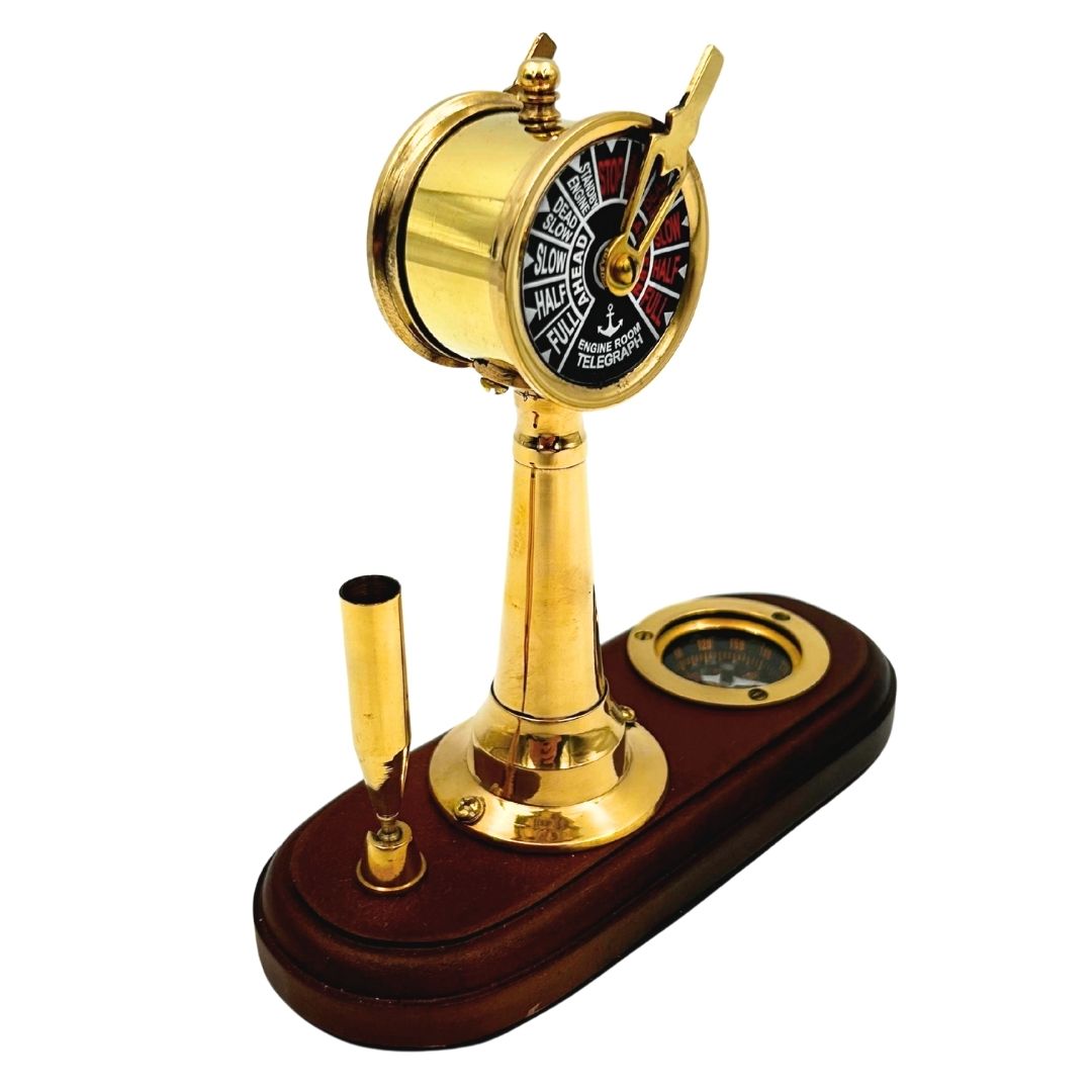Elegant Desk Set – Engine Order Telegraph, Compass, Pen Holder – TT018