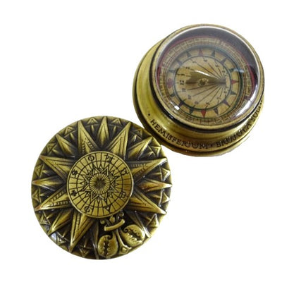 Boussole solaire en laiton - réplique Renaissance - H40