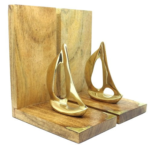 Brass Yacht Bookends with Engraving