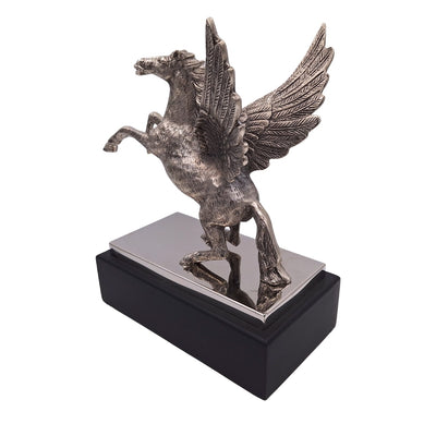 Pegasus - dekorative Aluminiumfigur auf Stahl-Holz-Sockel - NI9935