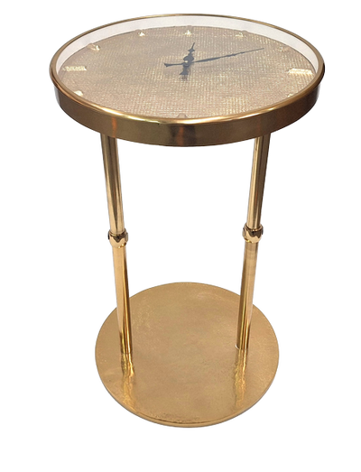 Goldener Glamour-Metalltisch mit Uhr – schöne Dekoration – 1056A