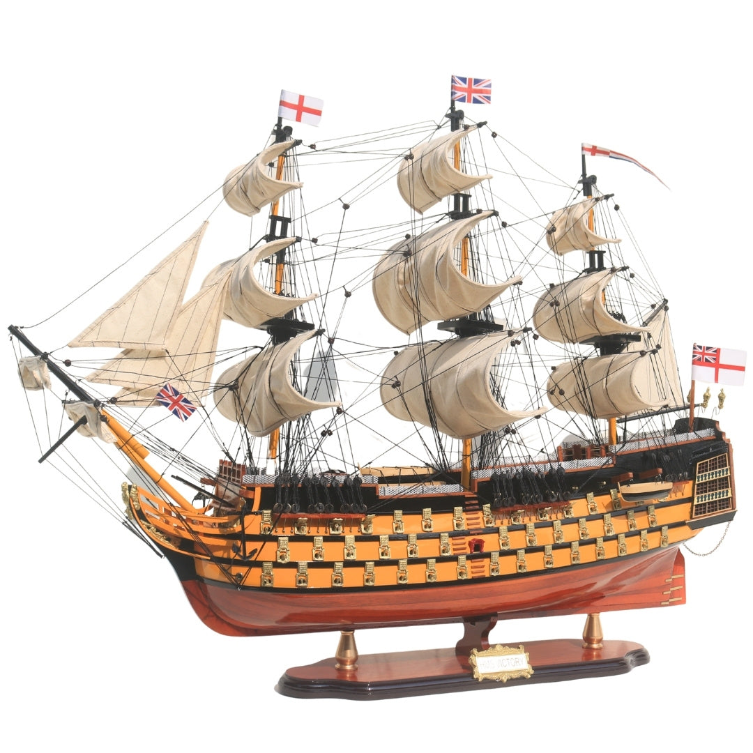 Modèle assemblé du voilier HMS Victory de 80cm, personnalisable par gravure - Décoration exclusive à offrir, fabriquée à la main en bois exotique, haute qualité et souci du détail