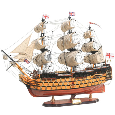 Modèle assemblé du voilier HMS Victory de 80cm, personnalisable par gravure - Décoration exclusive à offrir, fabriquée à la main en bois exotique, haute qualité et souci du détail