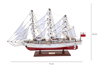 Modèle exclusif du voilier Dar Młodzieży XXL de 71 cm, personnalisable par gravure