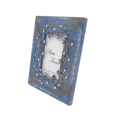 Cornice portafoto in legno blu - 28892 - formato foto 15x10cm