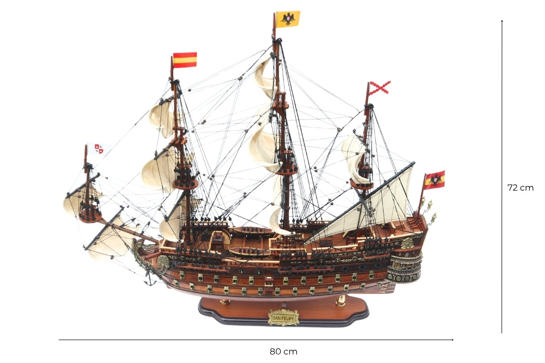 Modello del veliero San Felipe da 80 cm, con possibilità di personalizzazione tramite incisione