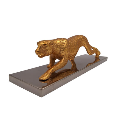 Elegante dekorative Figur Leopard Gold 42cm Glamour Loft Geschenk