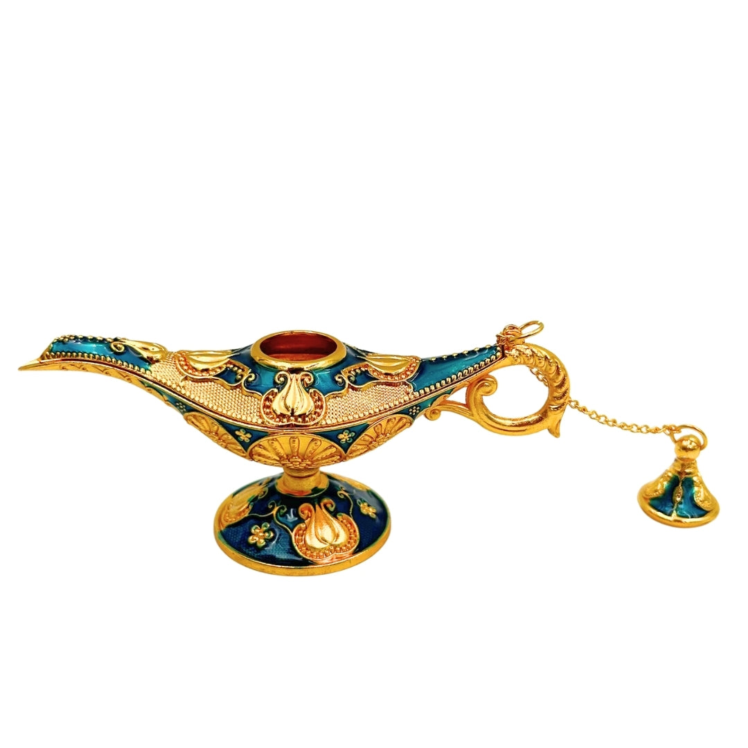 Dekorative Metall-Alladin-Lampe, Marineblau-Gold 12cm - LAB12