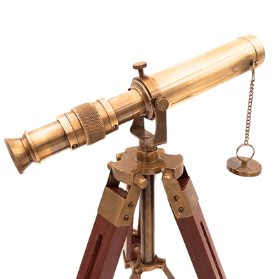 Retro-Messing-Fernrohr auf Holzstativ – verstellbare Höhe – SR010